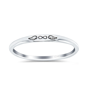 Infinity Wings Oxidized Band Solid 925 Sterling Silver Thumb Ring (2.2mm)